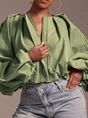 Army Green Elegant Women's Lightweight Woven Jacket